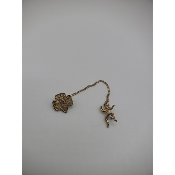 Antique Jewelry - Antique Vintage .925 Sterling Silver GS Girl Scout Double Brooch Pin Jewelry